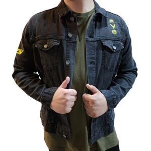 Maverick Logan Paul Black Denim Trucker Jacket Utility Streetwear XL